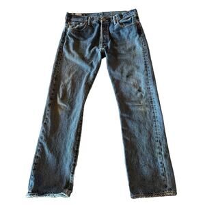 Levi’s 501 Mens 34x32 Blue Denim Jeans Cotton Button Fly Outdoor *Paint Stain*